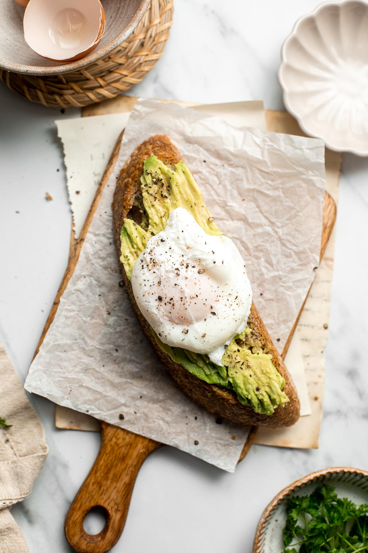 Avocado Toast with Egg is the perfect recipe to make for breakfast when you are short on time but looking for something delicious, healthy, and nutritious. | aheadofthyme.com