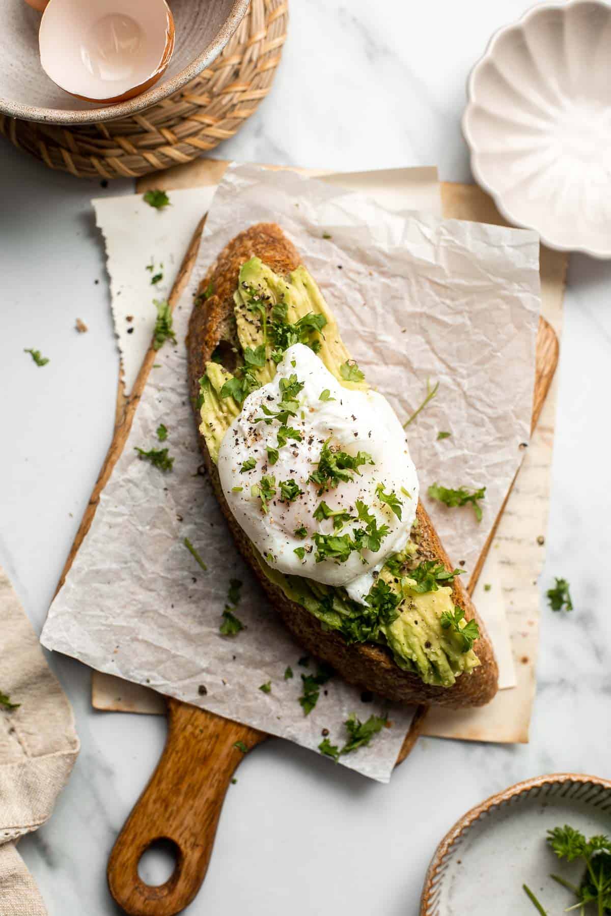 Avocado Toast with Egg is the perfect recipe to make for breakfast when you are short on time but looking for something delicious, healthy, and nutritious. | aheadofthyme.com