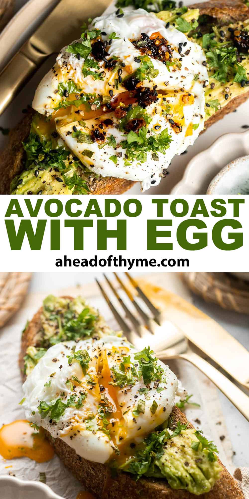 Avocado Toast with Egg is the perfect recipe to make for breakfast when you are short on time but looking for something delicious, healthy, and nutritious. | aheadofthyme.com