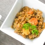Lentil Stew with Carrots and Potatoes: This hearty Middle Eastern vegetarian stew makes for a nutritious and wholesome meal tonight | aheadofthyme.com