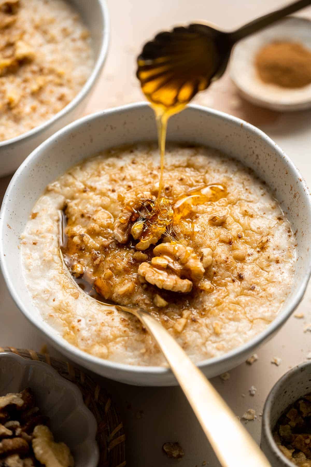 Oat Porridge is a healthy, delicious breakfast that's warm, comforting, cozy, and great for all ages. A quick easy recipe to warm you up on cold mornings. | aheadofthyme.com