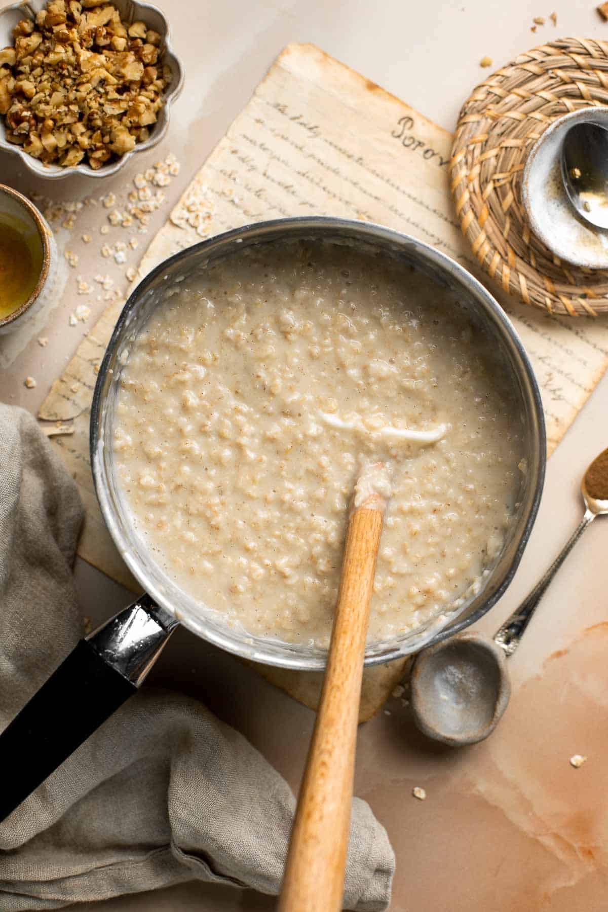 Oat Porridge is a healthy, delicious breakfast that's warm, comforting, cozy, and great for all ages. A quick easy recipe to warm you up on cold mornings. | aheadofthyme.com