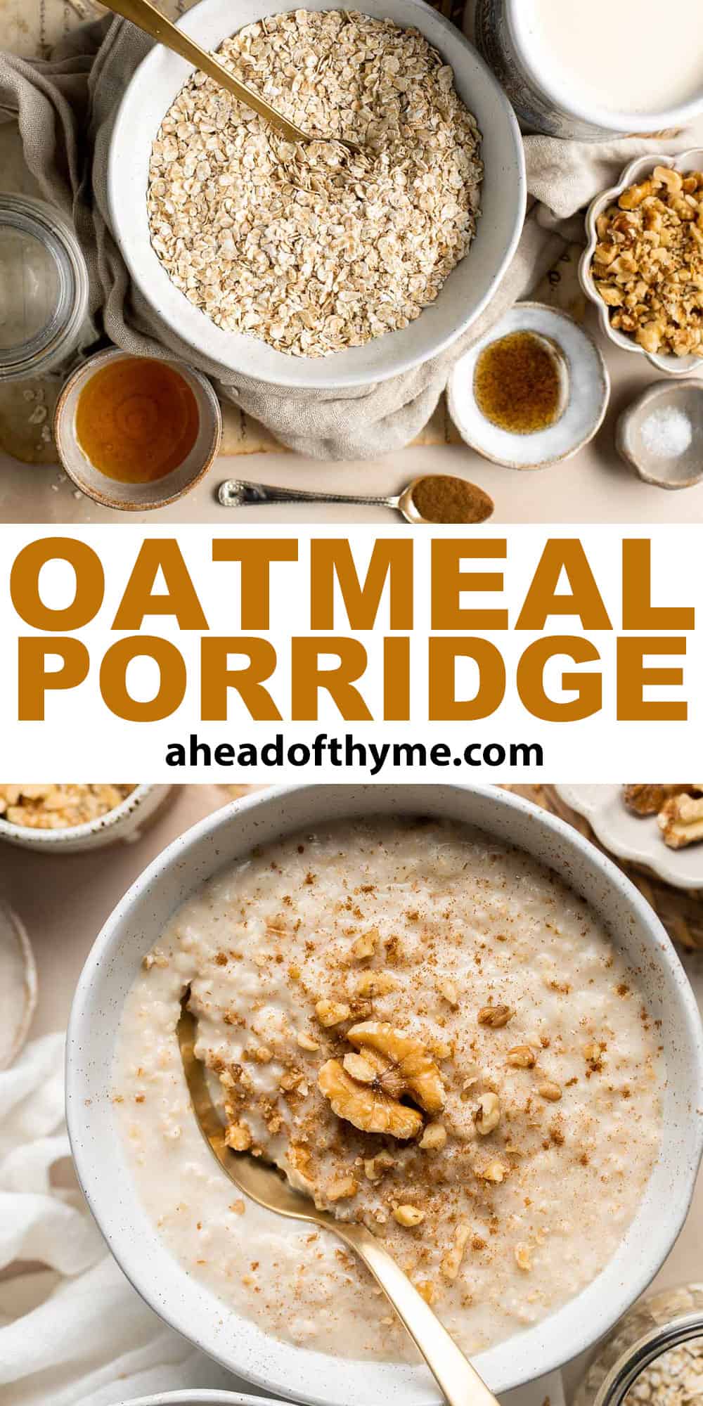 Oat Porridge is a healthy, delicious breakfast that's warm, comforting, cozy, and great for all ages. A quick easy recipe to warm you up on cold mornings. | aheadofthyme.com