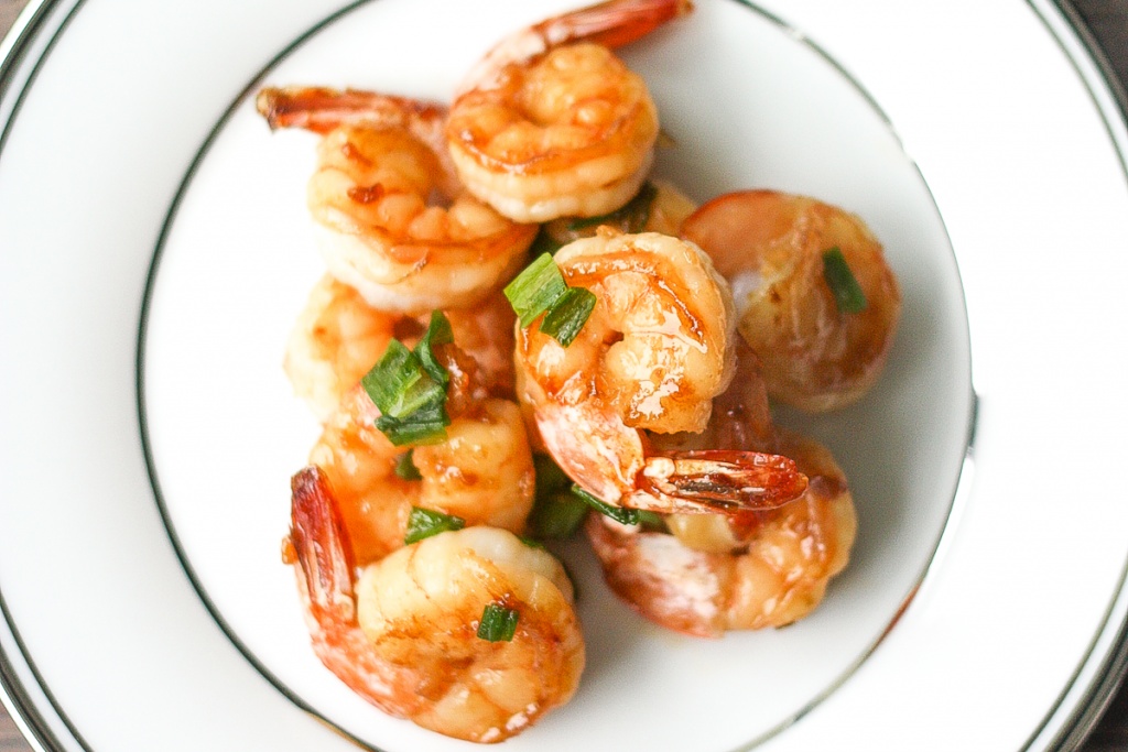 Quick and easy, pan-fried garlic prawns with soy sauce, garlic, and green onions is a simple but  flavourful Chinese stir-fry made in under 15 minutes. | aheadofthyme.com