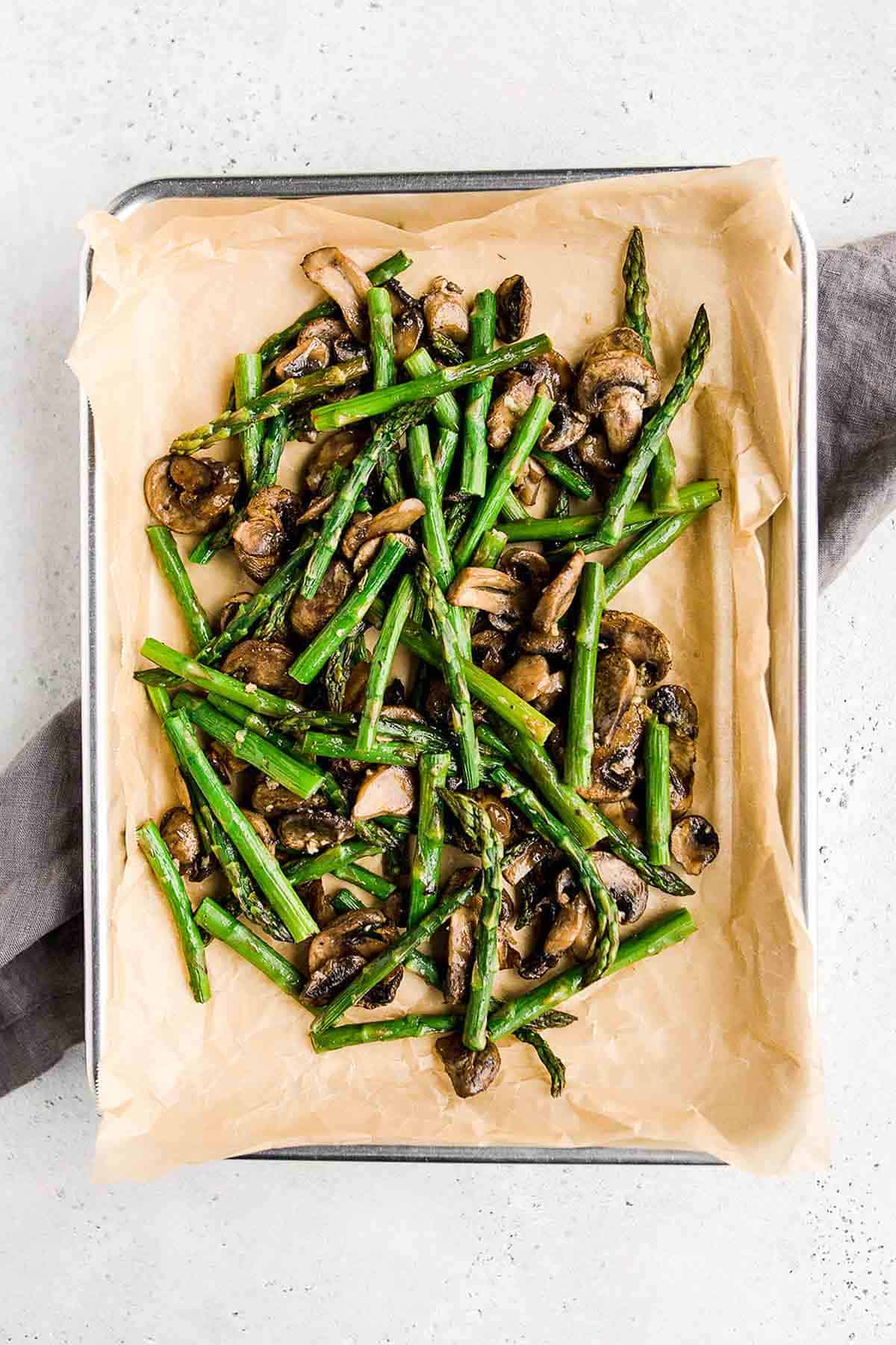 Roasted Asparagus and Mushrooms Ahead of Thyme