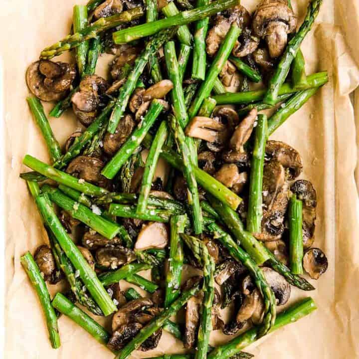 Roasted Asparagus and Mushrooms Ahead of Thyme