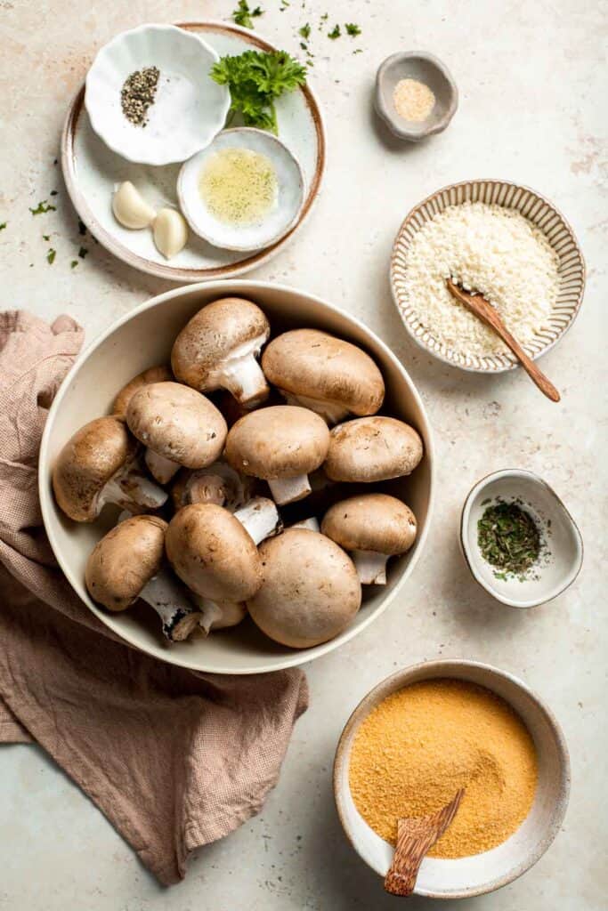 Vegetarian stuffed mushrooms are a delicious, flavorful, healthy, and nutritious appetizer. Plus, quick and easy to make in under 30 minutes including prep! | aheadofthyme.com