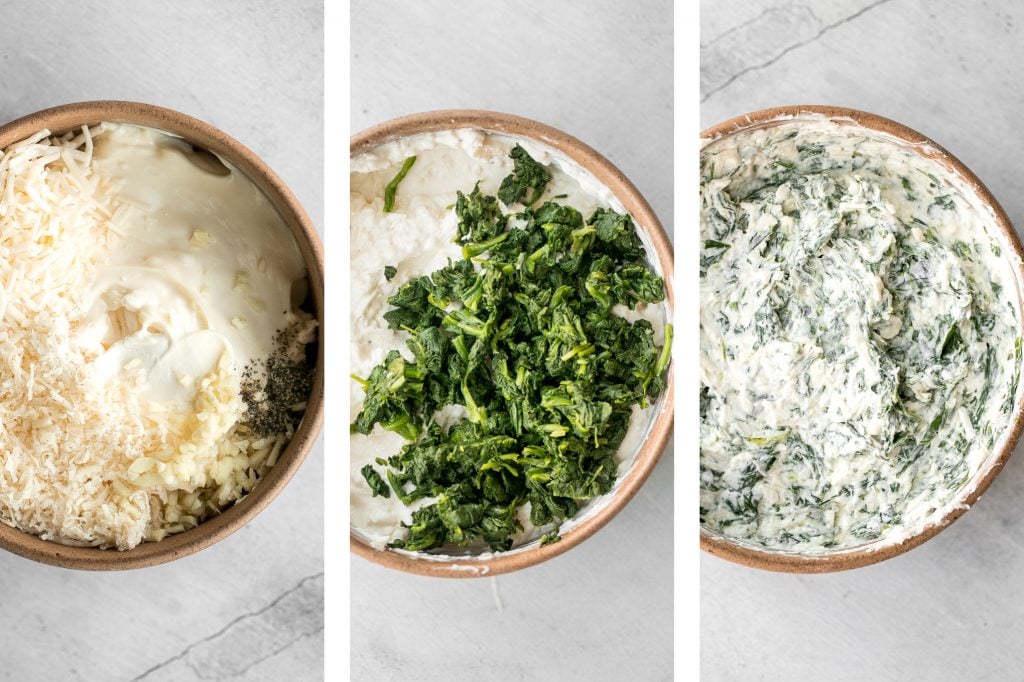 Warm, rich, creamy baked spinach dip is a delicious and easy appetizer that is baked until warm and melty. Easy to make ahead and a total crowd pleaser. | aheadofthyme.com