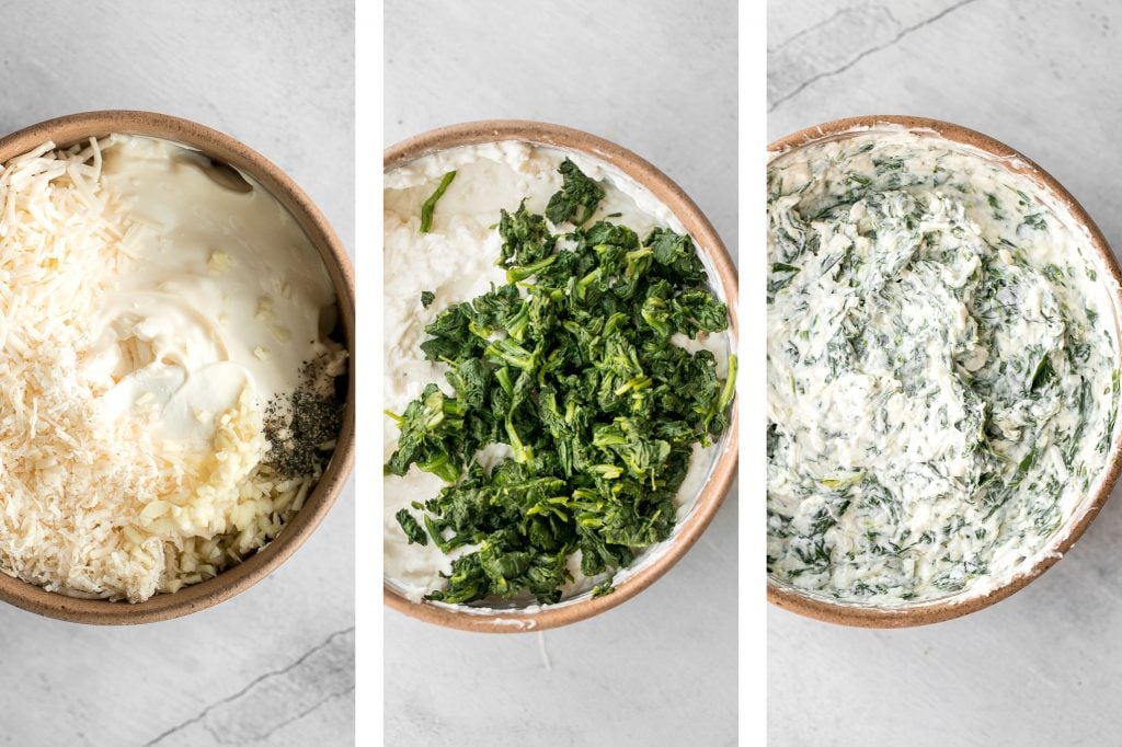 Warm, rich, creamy baked spinach dip is a delicious and easy appetizer that is baked until warm and melty. Easy to make ahead and a total crowd pleaser. | aheadofthyme.com