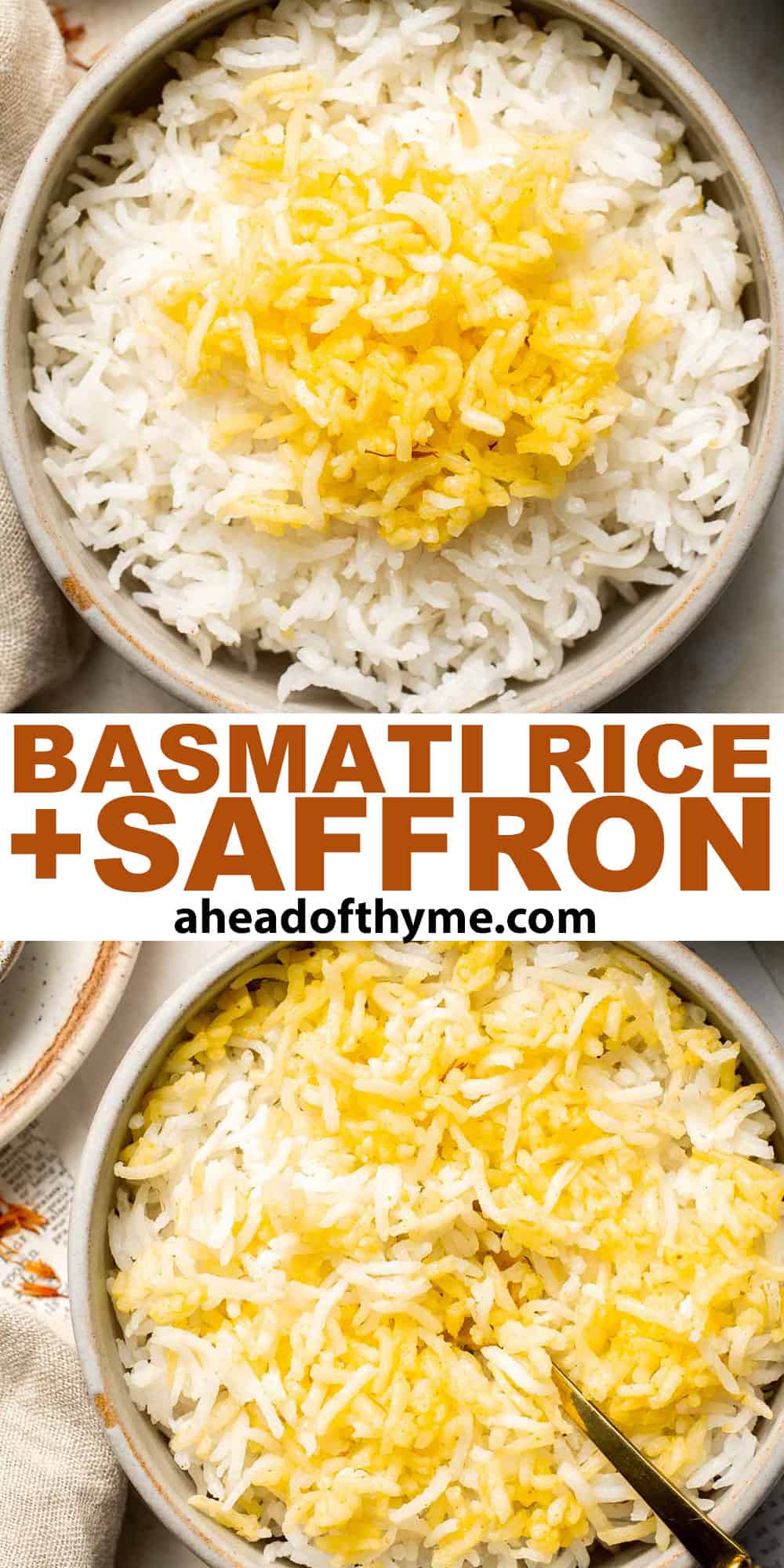 Basmati Rice with Saffron is an traditional side served in Middle Eastern and Persian cuisine. It's simple to make with this easy-to-follow recipe. | aheadofthyme.com