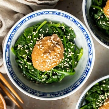 Gomae Spinach Salad is a classic Japanese side dish featuring tender blanched spinach tossed in a sweet and savory sesame dressing. Simple and delicious. | aheadofthyme.com