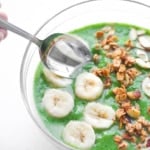 Green Smoothie Bowl: Start your morning right with a delicious, nutritious green smoothie bowl packed with spinach, avocado and banana. Quick and easy to make | aheadofthyme.com