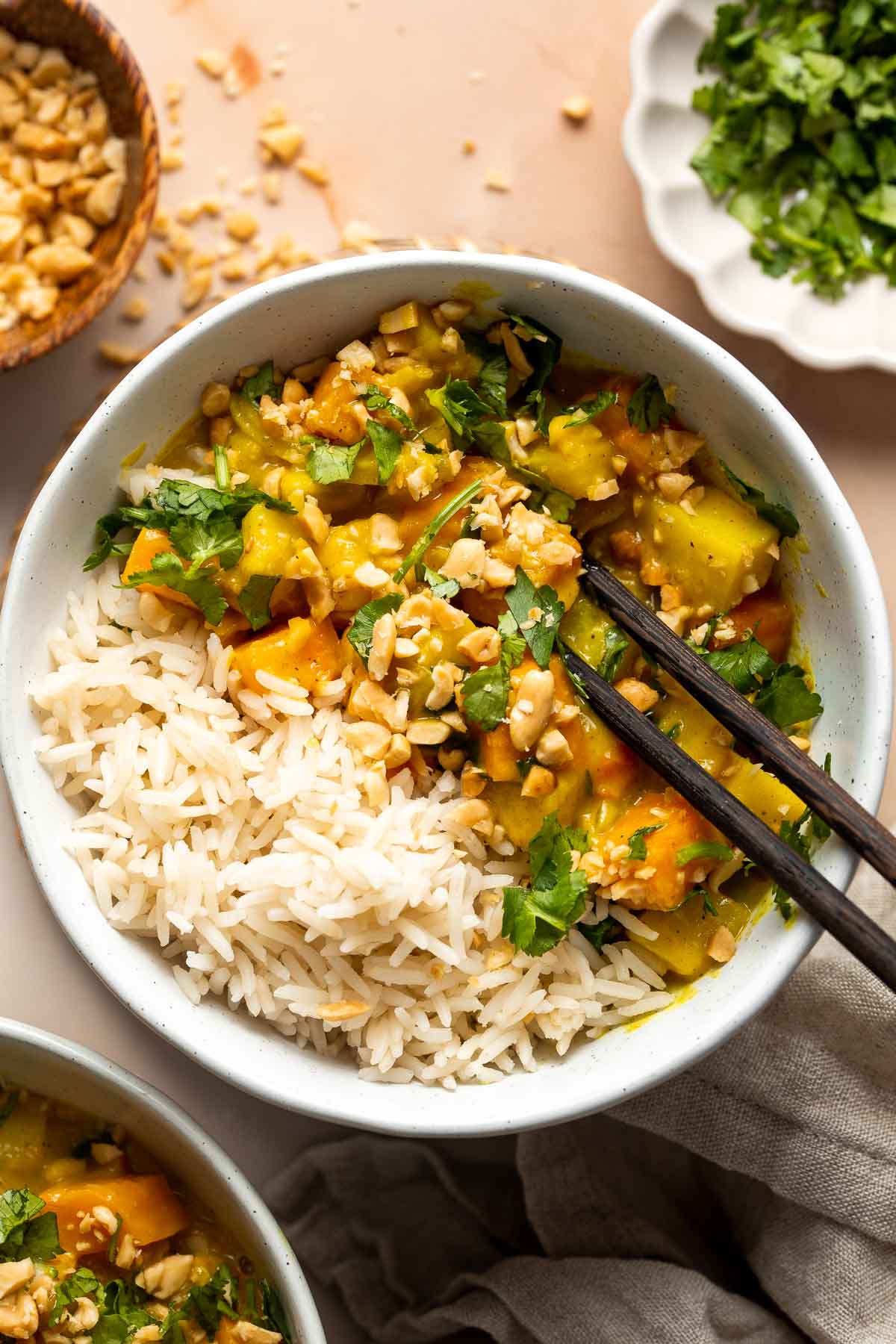 Sweet Potato Yellow Curry is a flavorful and delicious vegetarian dish that is quick and easy to make any day of the week in under 30 minutes. | aheadofthyme.com