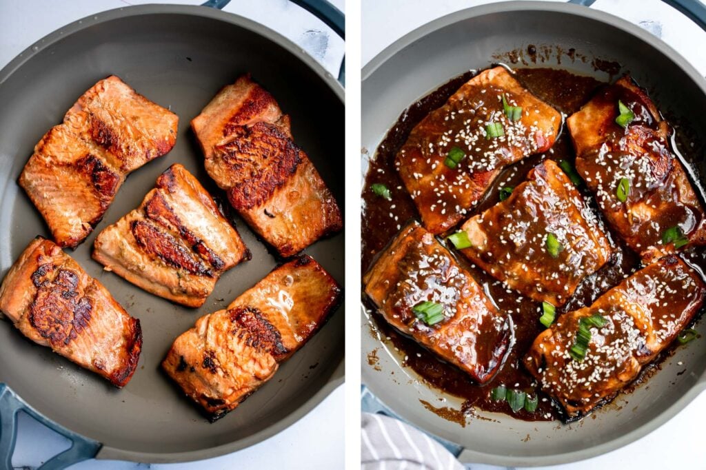 Quick easy teriyaki salmon is tender, flaky, and flavorful, with bold flavors from the delicious teriyaki marinade. Great for dinner or meal prep lunches. | aheadofthyme.com
