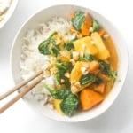 Thai Yam and Sweet Potato Yellow Creamy: Ready in under 30 minutes, try this delicious and creamy vegetarian Thai yam and sweet potato yellow curry tonight. | aheadofthyme.com