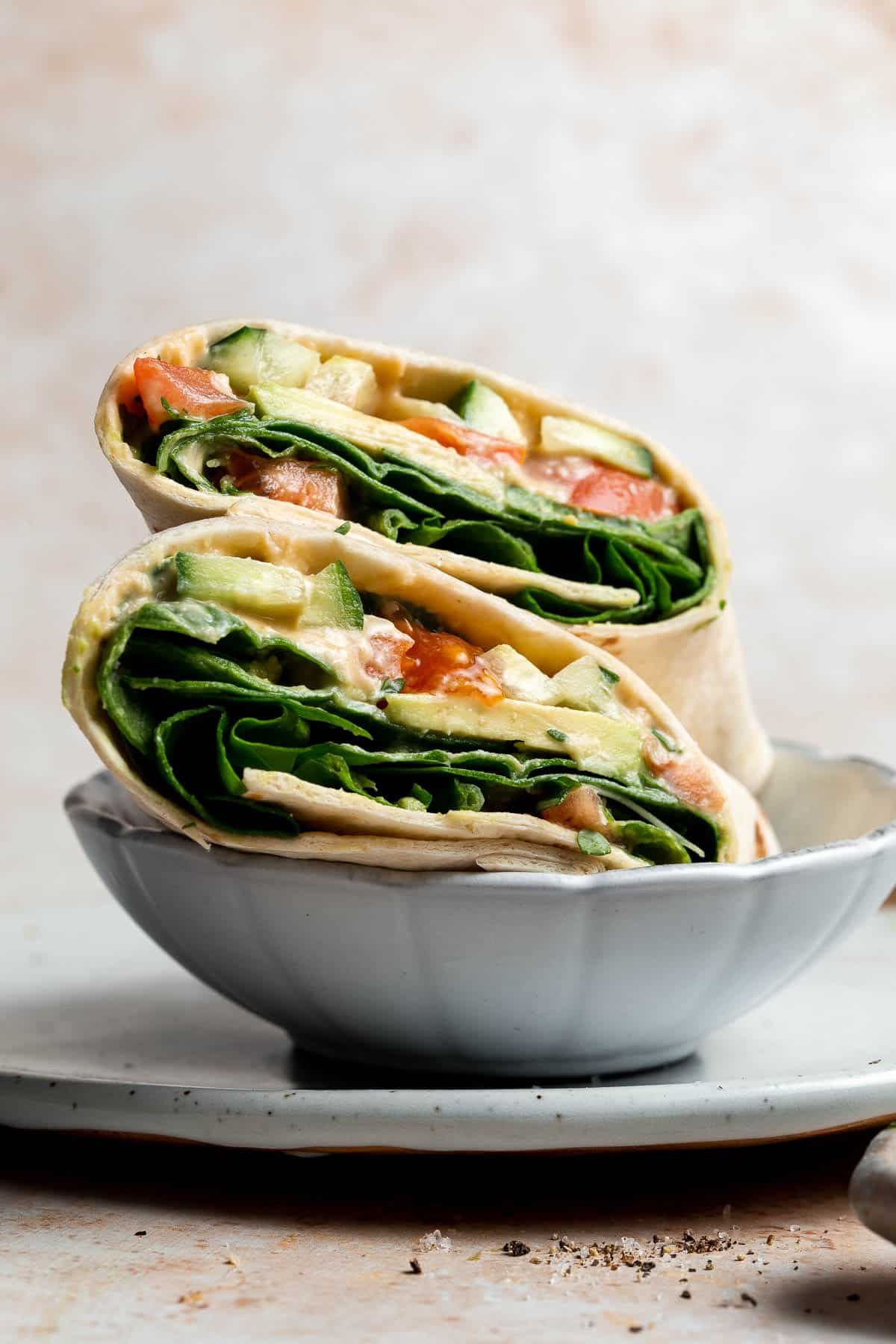 Egg, Kale, and Tomato Breakfast Wraps with Hummus Recipe