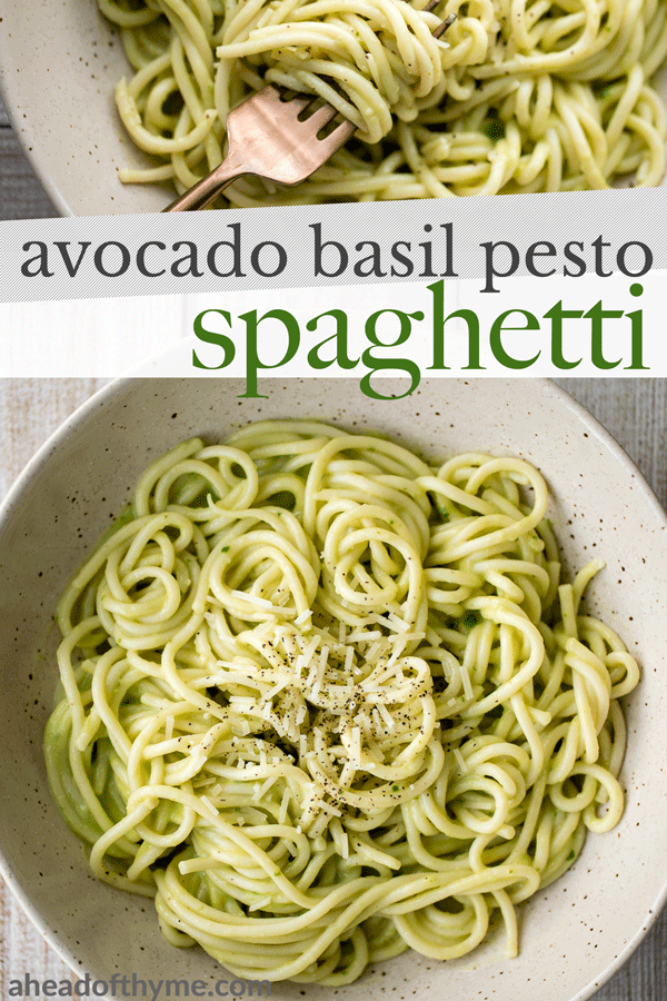 Creamy Avocado Basil Pesto Spaghetti