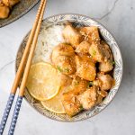 Better than takeout, healthy lemon chicken is a delicious, sticky chicken stir fry coated in a flavourful, sweet and tangy sauce. The best weeknight dinner. | aheadofthyme.com
