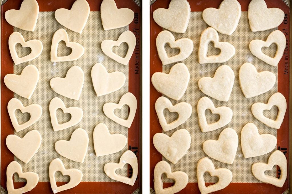 Cute raspberry and white chocolate heart-shaped shortbread cookies literally melt in your mouth. They are the perfect Valentine's Day treat. | aheadofthyme.com