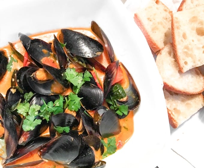 Thai Red Curry Mussels: Show off your kitchen skills with this quick and gorgeous appetizer. Serve with a side of bread for dipping. | aheadofthyme.com