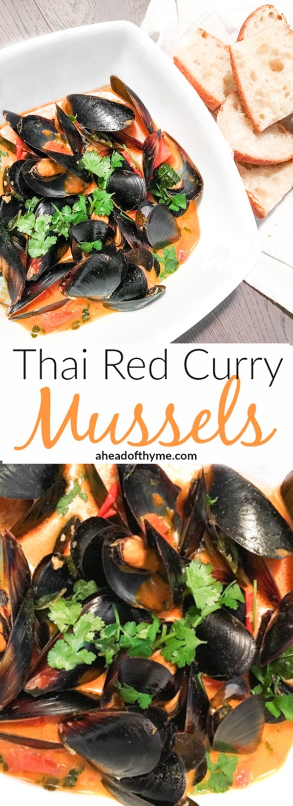 Thai Red Curry Mussels: Show off your kitchen skills with this quick and gorgeous appetizer. Serve with a side of bread for dipping. | aheadofthyme.com