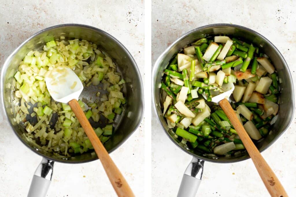 Creamless cream of asparagus soup is healthy, delicious, smooth, creamy, quick and easy to make. A perfect spring soup for a last minute lunch or dinner. | aheadofthyme.com