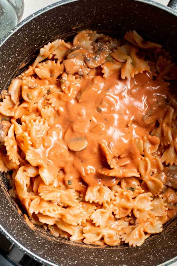 Farfalle Pasta with Mushroom Rosé Sauce Ahead of Thyme