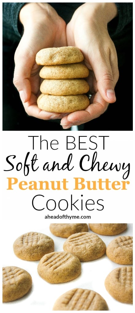 The Best Soft and Chewy Peanut Butter Cookies: What is better than classic, soft and chewy peanut butter cookies? Umm... not a whole lot comes to mind. Get ready to fall in love with a cookie | aheadofthyme.com