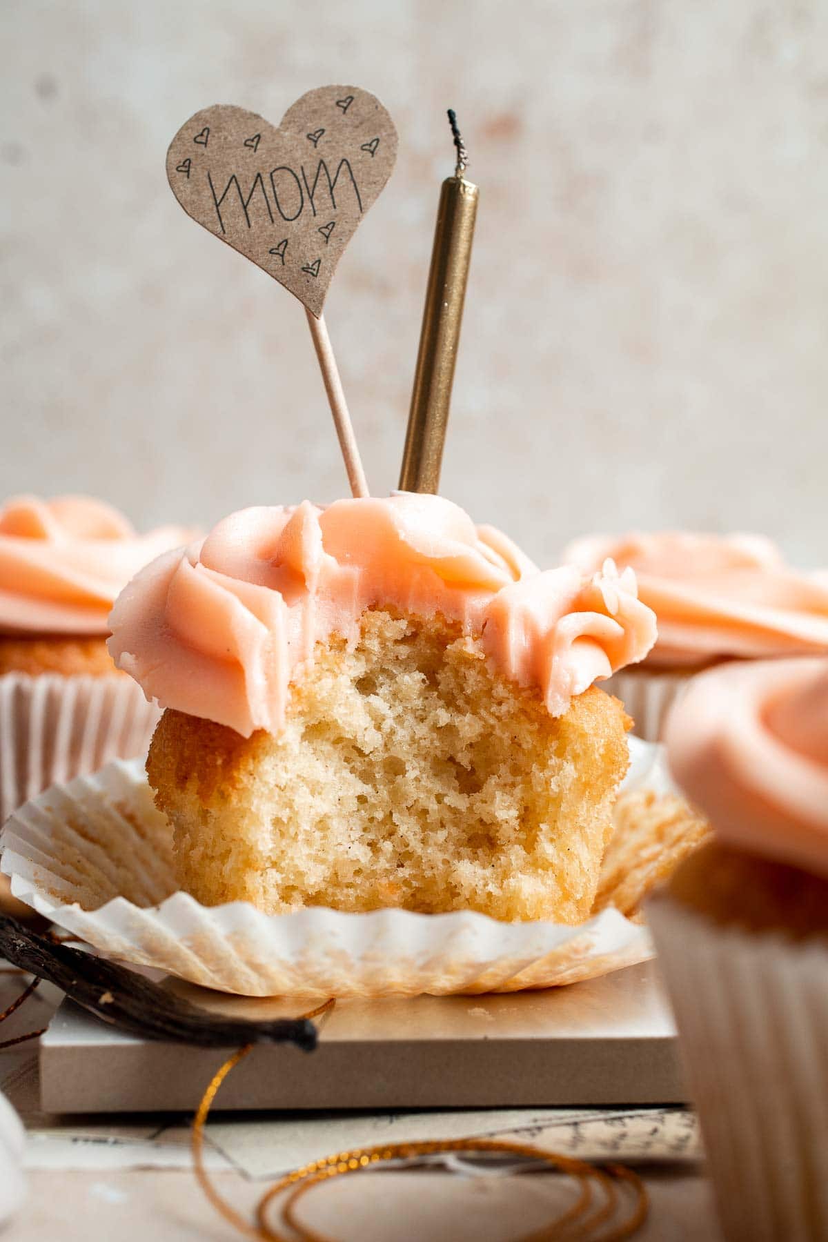 This Mother’s Day, treat someone special (or yourself!) to these beautifully light, airy, and fluffy Vanilla Cupcakes with Rose Petal Buttercream. | aheadofthyme.com