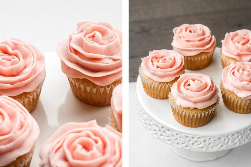 Vanilla Cupcakes with Rose Petal Buttercream