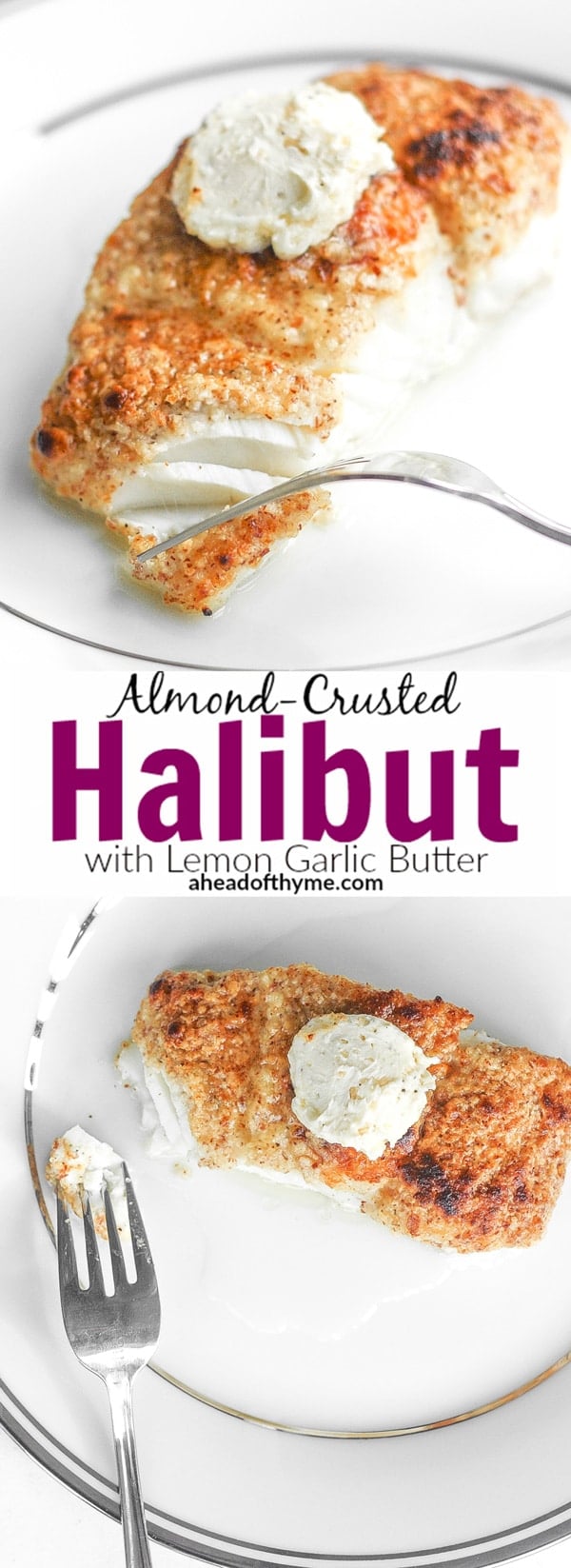 Almond-Crusted Halibut with Lemon Garlic Butter: You won't believe how easy it is to make fresh, flavourful and delicious almond-crusted halibut with lemon garlic butter this season | aheadofthyme.com