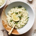 Creamy Parmesan (No Wine) Risotto is a rich, creamy, and comforting classic Italian dish that may be intimidating but is actually quick and easy to make. | aheadofthyme.com