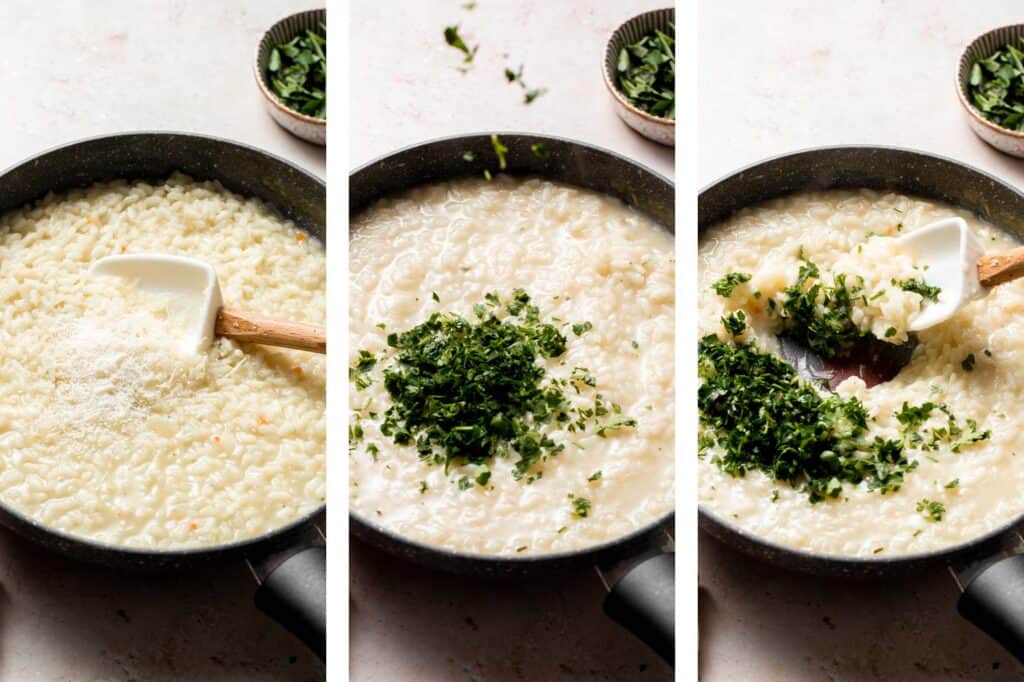 Creamy Parmesan (No Wine) Risotto is a rich, creamy, and comforting classic Italian dish that may be intimidating but is actually quick and easy to make. | aheadofthyme.com