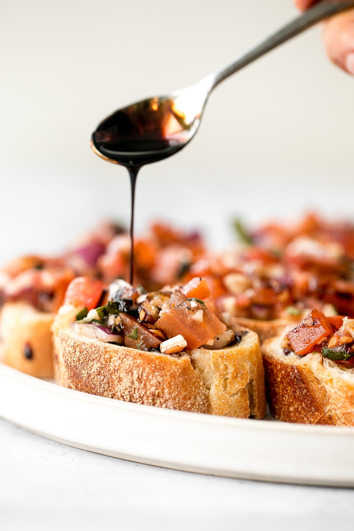 Tomato Bruschetta with Balsamic Glaze Ahead of Thyme