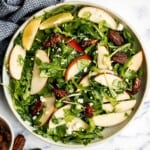 Arugula salad with apple and pecan is a quick and easy fall salad made with fresh seasonal ingredients in just minutes. Perfect for a holiday dinner table. | aheadofthyme.com