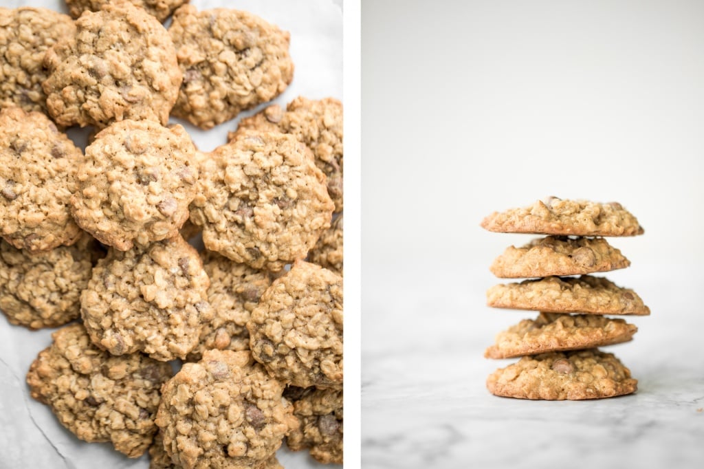 Grab a tall glass of milk and start dipping the best homemade, soft-centered, chewy chocolate chip oatmeal cookies you will ever try! | aheadofthyme.com