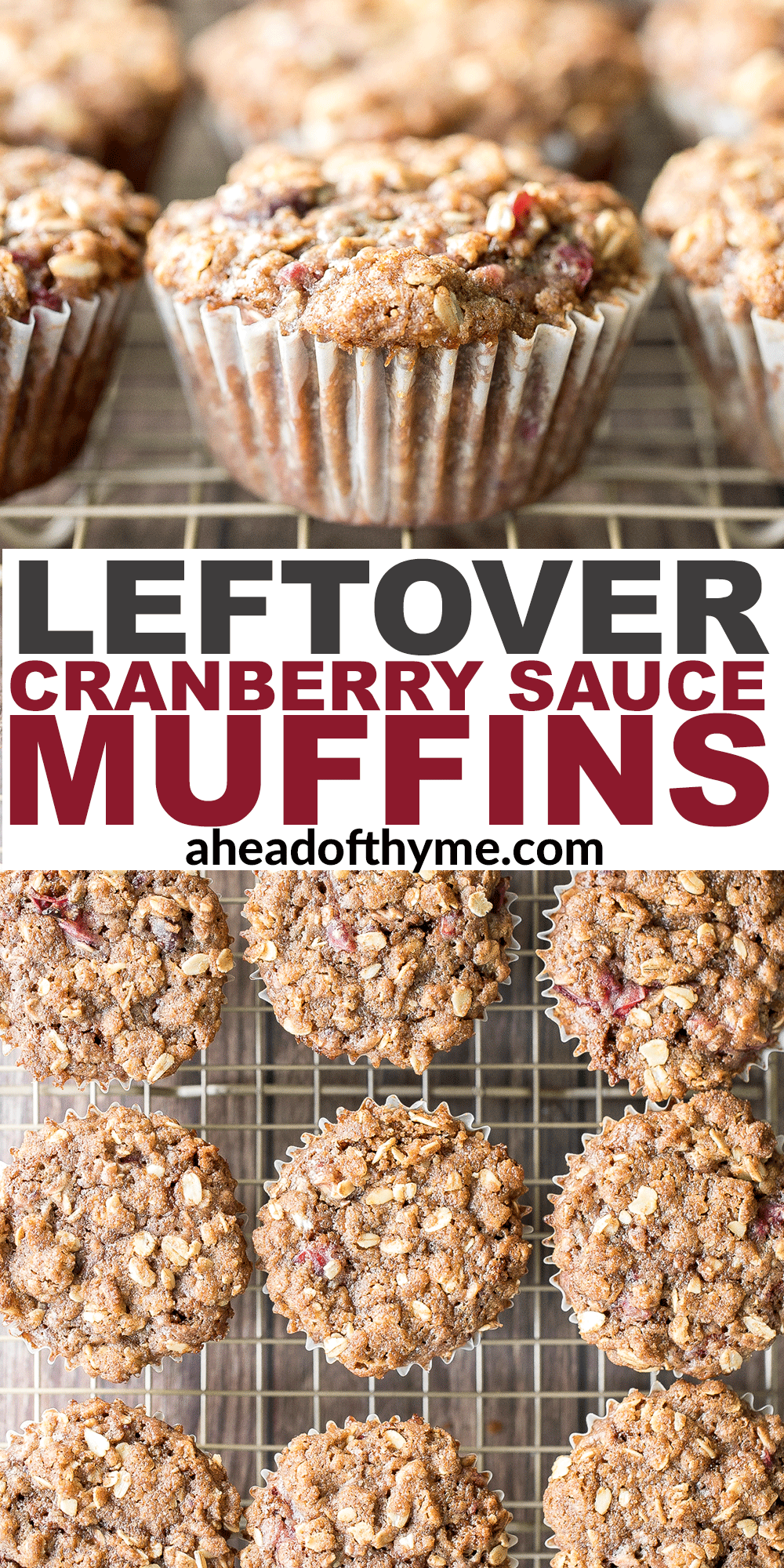 Leftover Cranberry Sauce Muffins with Oat Streusel Topping
