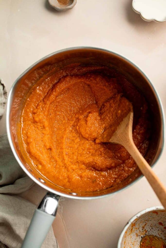 Pumpkin Pasta is one of the quickest and easiest pasta dishes you can make this fall! It's flavorful, creamy, cheesy, and made with real pumpkin! | aheadofthyme.com