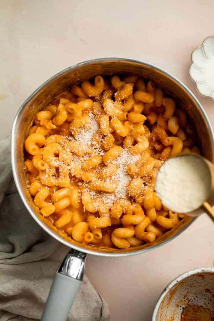 Pumpkin Pasta is one of the quickest and easiest pasta dishes you can make this fall! It's flavorful, creamy, cheesy, and made with real pumpkin! | aheadofthyme.com