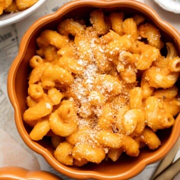 Pumpkin Pasta is one of the quickest and easiest pasta dishes you can make this fall! It's flavorful, creamy, cheesy, and made with real pumpkin! | aheadofthyme.com