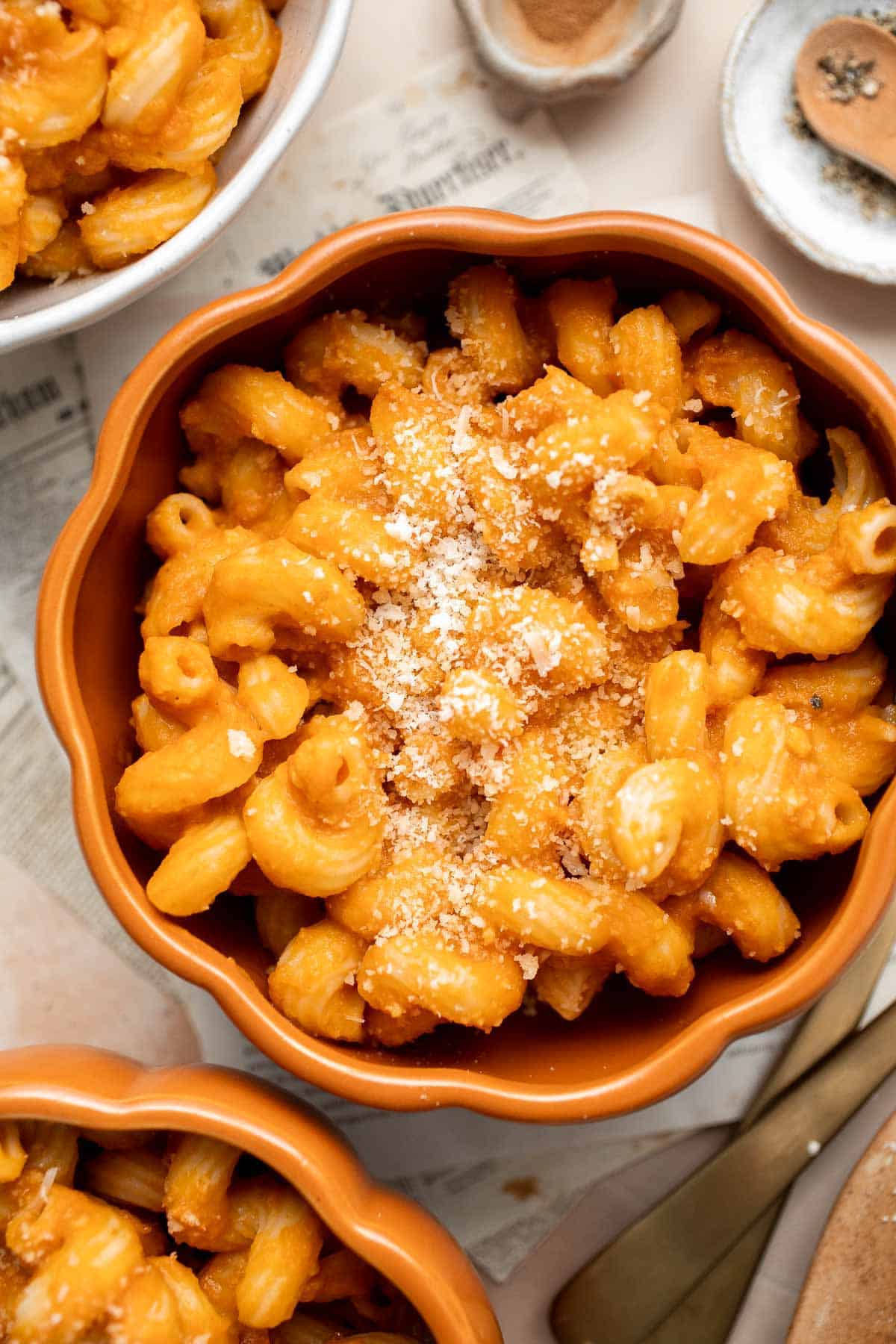 Pumpkin Pasta is one of the quickest and easiest pasta dishes you can make this fall! It's flavorful, creamy, cheesy, and made with real pumpkin! | aheadofthyme.com