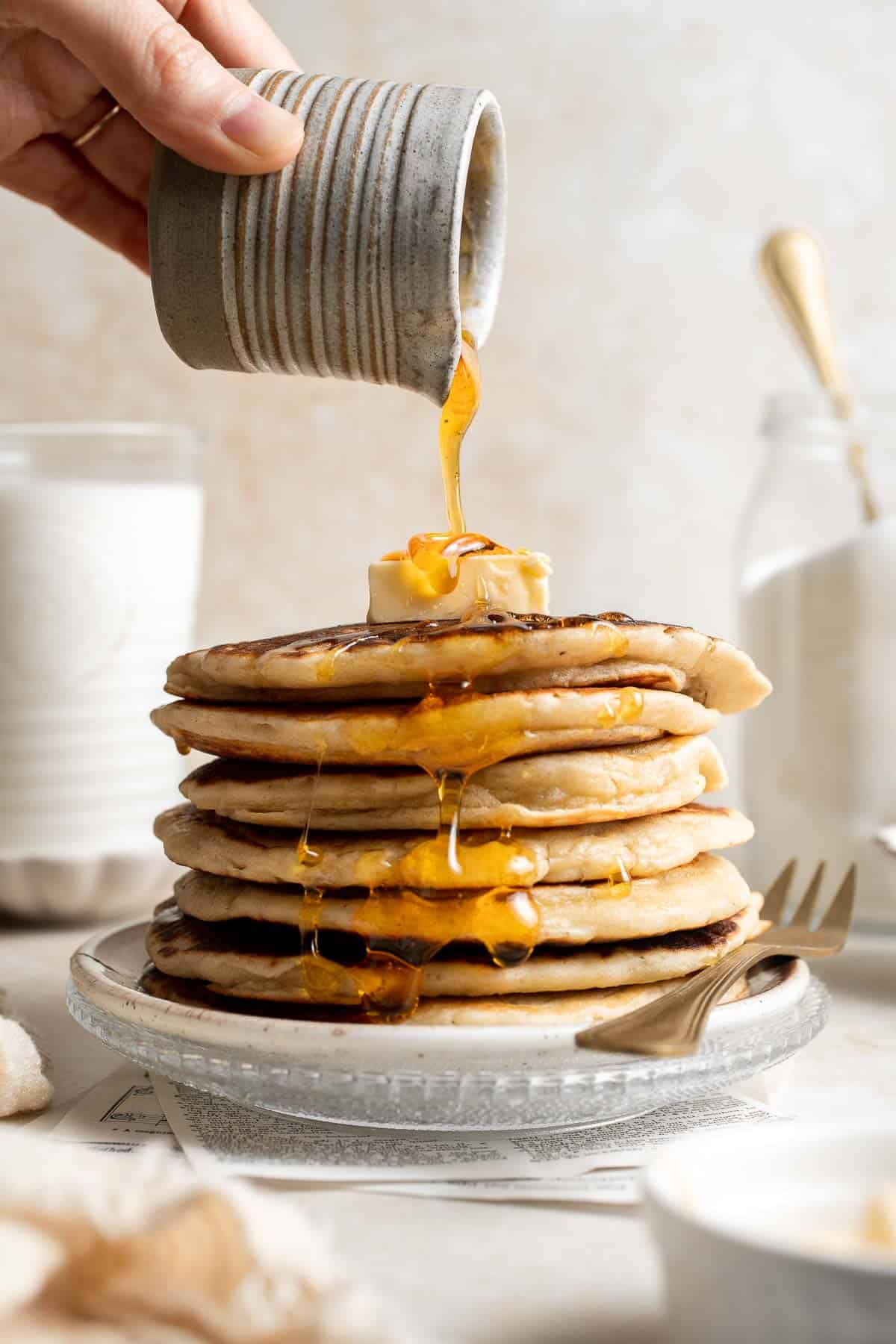 The Best Old Fashioned Pancakes are soft, tender, fluffy, and so easy to make. Ready in 15 minutes and perfect for lazy Sunday mornings! | aheadofthyme.com