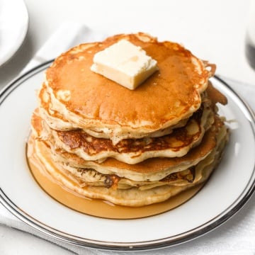 No breakfast spread is complete without a stack of the best, soft and fluffiest old fashioned pancakes. Easy to make in less than 15 minutes! | aheadofthyme.com