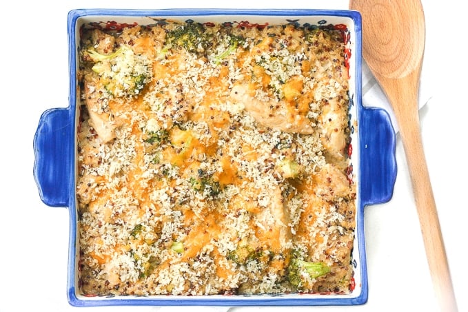 Creamy Chicken, Broccoli and Quinoa Casserole: Nothing says comfort food better than a creamy chicken, broccoli and quinoa casserole made with fresh and healthy ingredients. | aheadofthyme.com