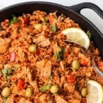Packed with flavour, real ingredients and vibrant colours, one pot Spanish chicken and rice is the perfect no fuss, no clean up weeknight meal. | aheadofthyme.com