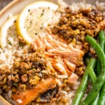Pistachio Crusted Salmon is tender, flaky, and topped with a crunchy pistachio crust. A healthy, elegant dinner ready in 25 minutes! | aheadofthyme.com