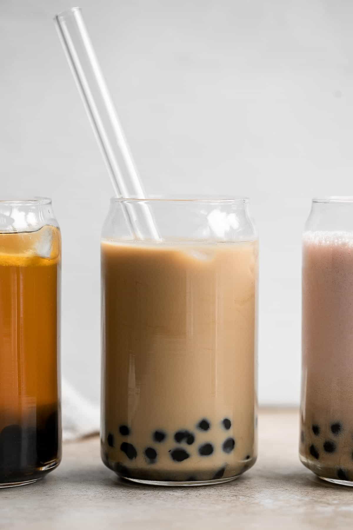 Three ways to make bubble tea at home is a lot easier than you think! Made with real ingredients, this recipe is delicious, refreshing, and healthy. | aheadofthyme.com