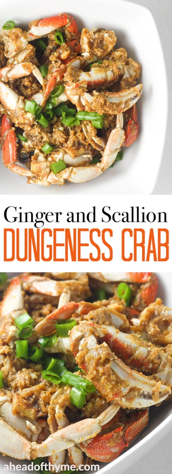 Ginger and scallion Dungeness crab is the ultimate Asian seafood experience stir-fried to perfection and coated with intense flavours. | aheadofthyme.com