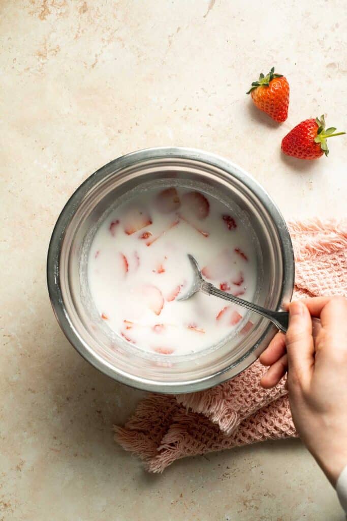 Homemade Strawberries and Cream Popsicles are healthy and easy to make using just four ingredients including fresh fruit. | aheadofthyme.com