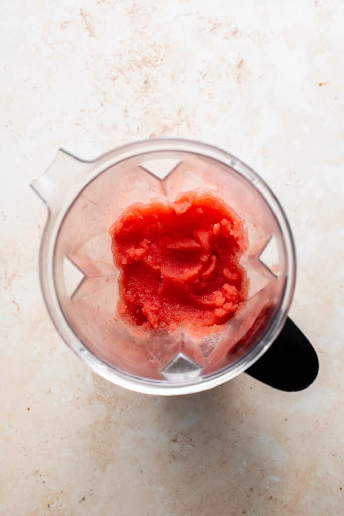 This 2-ingredient Watermelon Sorbet is easy to make, healthy, all-natural and vegan. Make this homemade frozen treat with no ice cream maker required! | aheadofthyme.com